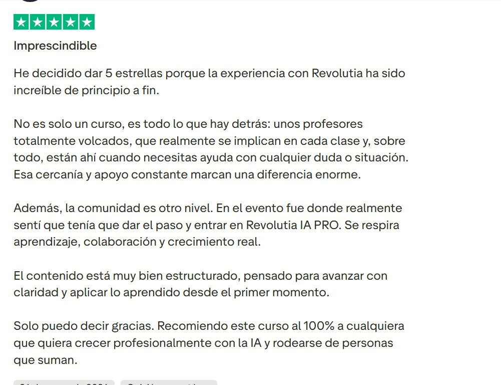reseñas alumnos REVOLUTIA IA PRO